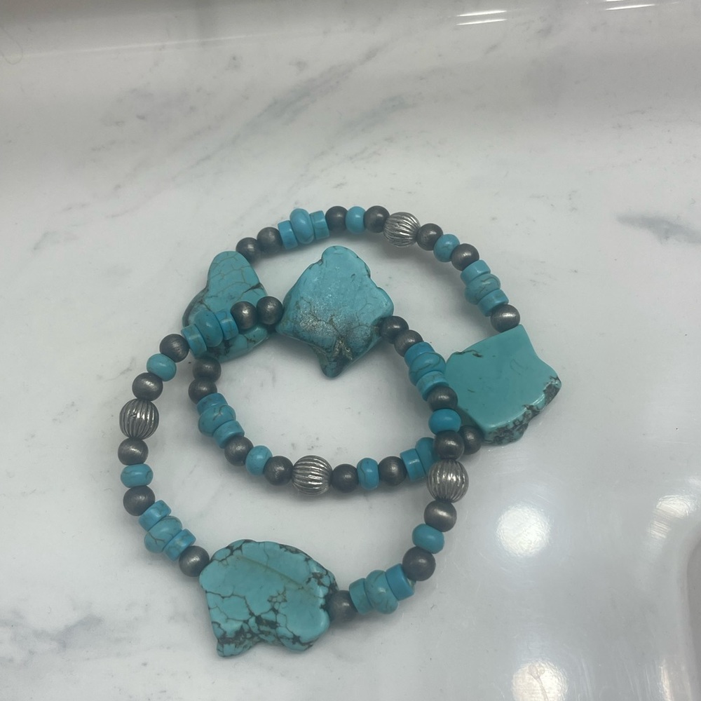 Turquoise & Gray bracelet set